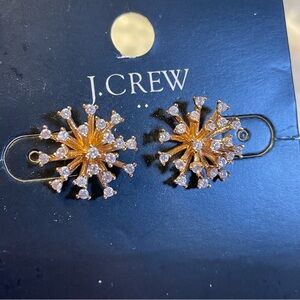 J. Crew Starburst Gold Tone Crystal Sparkly Stud Earrings NWT